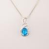 Rare Swiss Blue Topaz Gemstone 925 Sterling Silver Jewelry Zircon Pendant 1.22" CZP-13-2