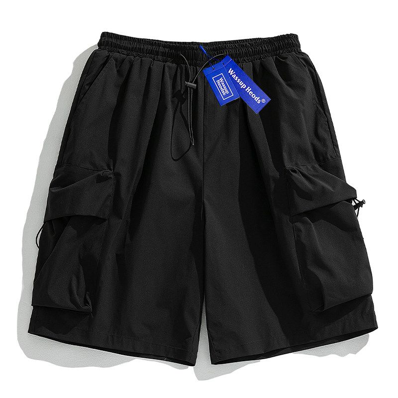 Wassup Heods Trendy Drawstring Cargo Shorts for Men and Women, New Summer Style with Pockets, Casual Wide-Leg Pants