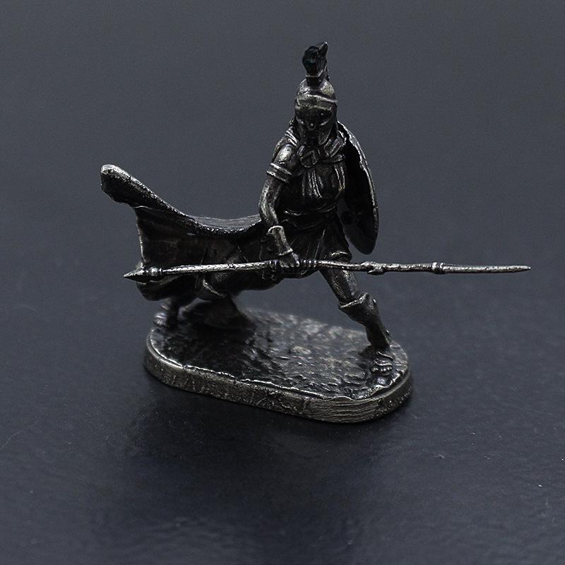 White Copper Spartan Shogun Warrior Chess Piece Ornament – Retro Soldier Toy Gift for Boys