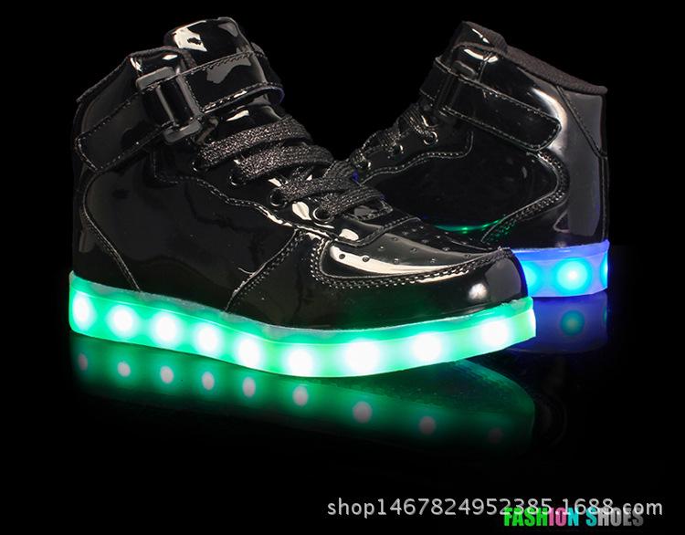 Unisex LED High-Top Leuchtende Sneaker - Sieben Farben, Fluoreszierende Sport-Board-Schuhe 46 black