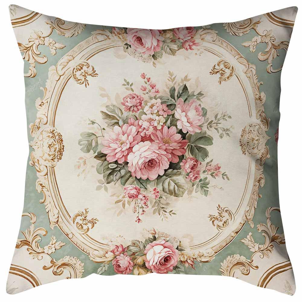 Retro Flowers Throw Pillow Covers With Digital Printing Of Short Plush Fabric Car-Shaped Sofa Cushion For Office Home Decor
