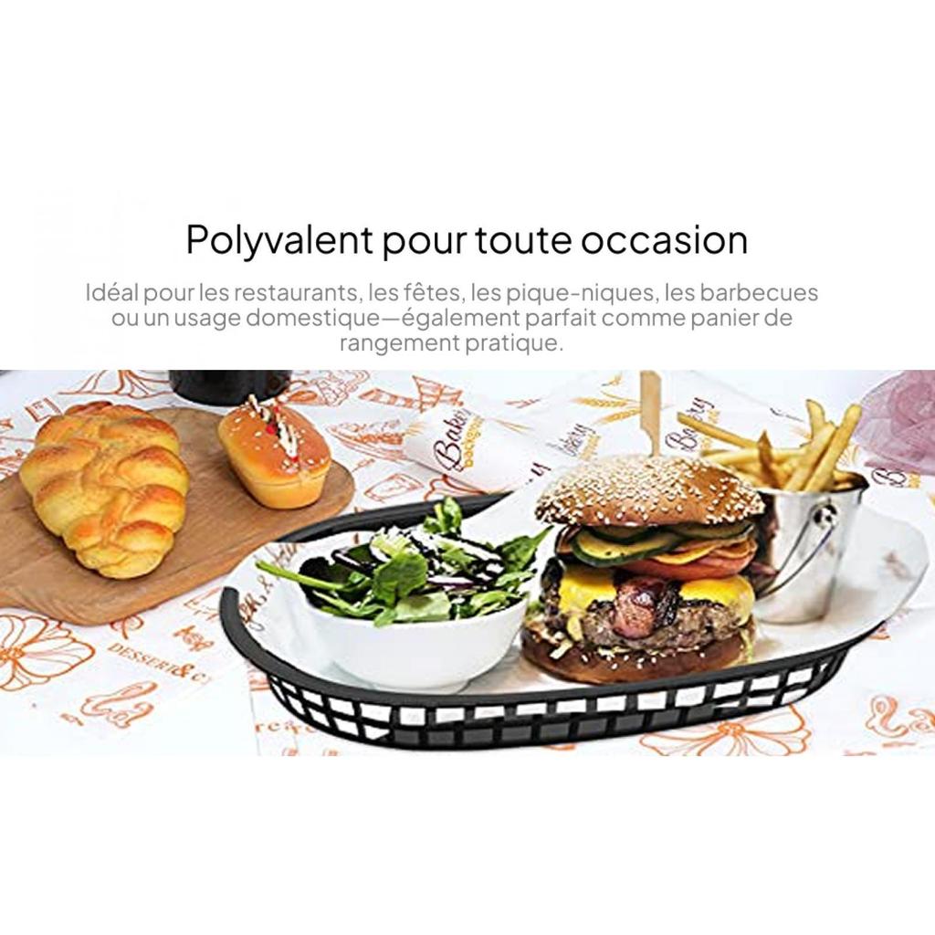 Oval Raceway Basket Large Plastic Food Tray for Parties Deli Sandwiches Fries Serving Set of