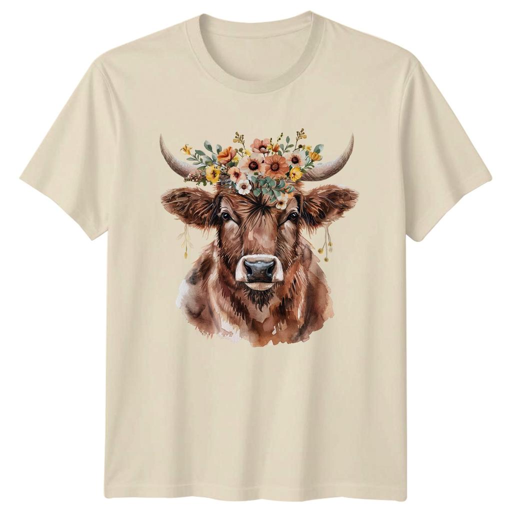 Boho Highland Cow Floral Unisexs TShirt Farmhouse Gift For Her