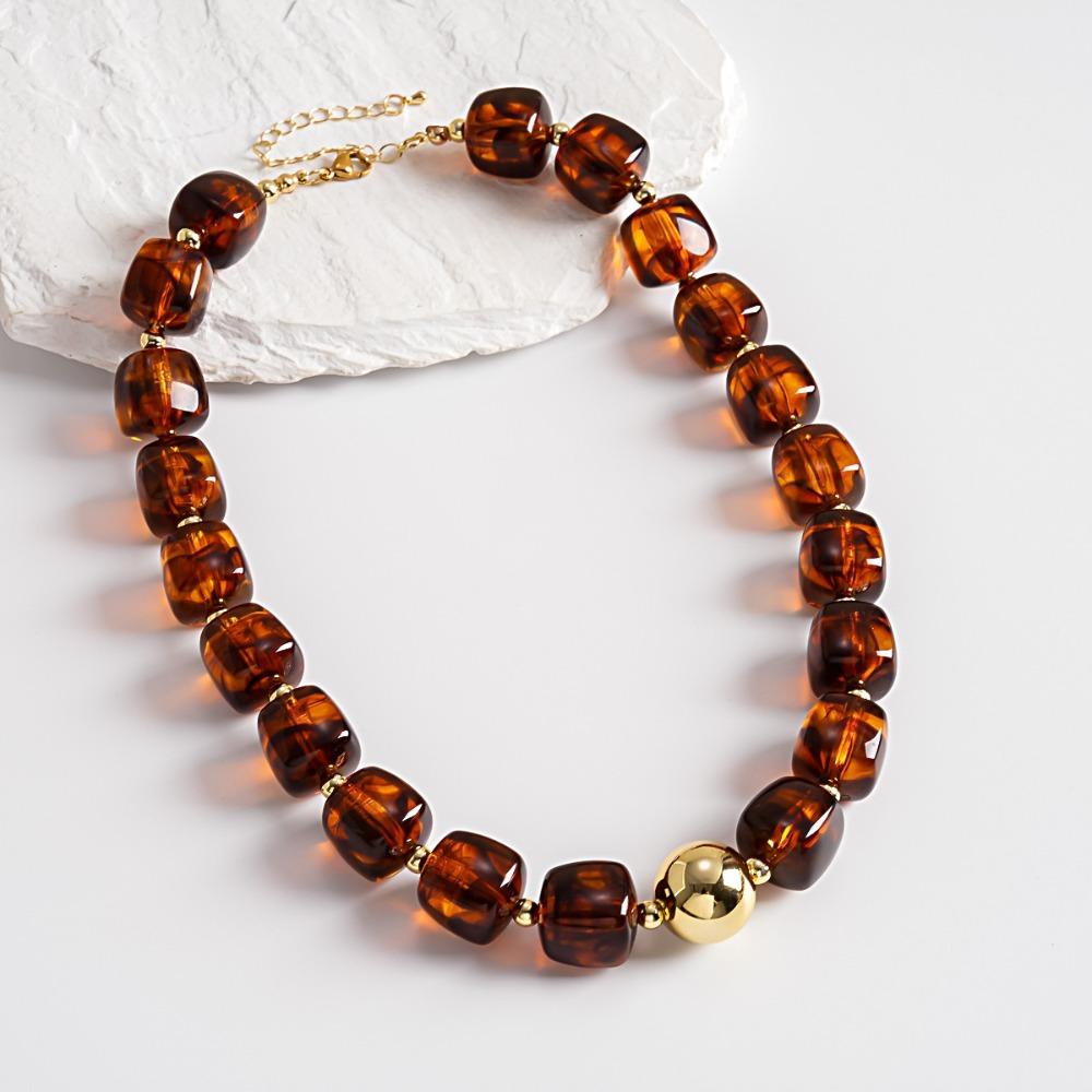 Multi Color Beaded Necklace Resin Acrylic Vintage Choker Resin Beaded Chokers Vacation Accessories