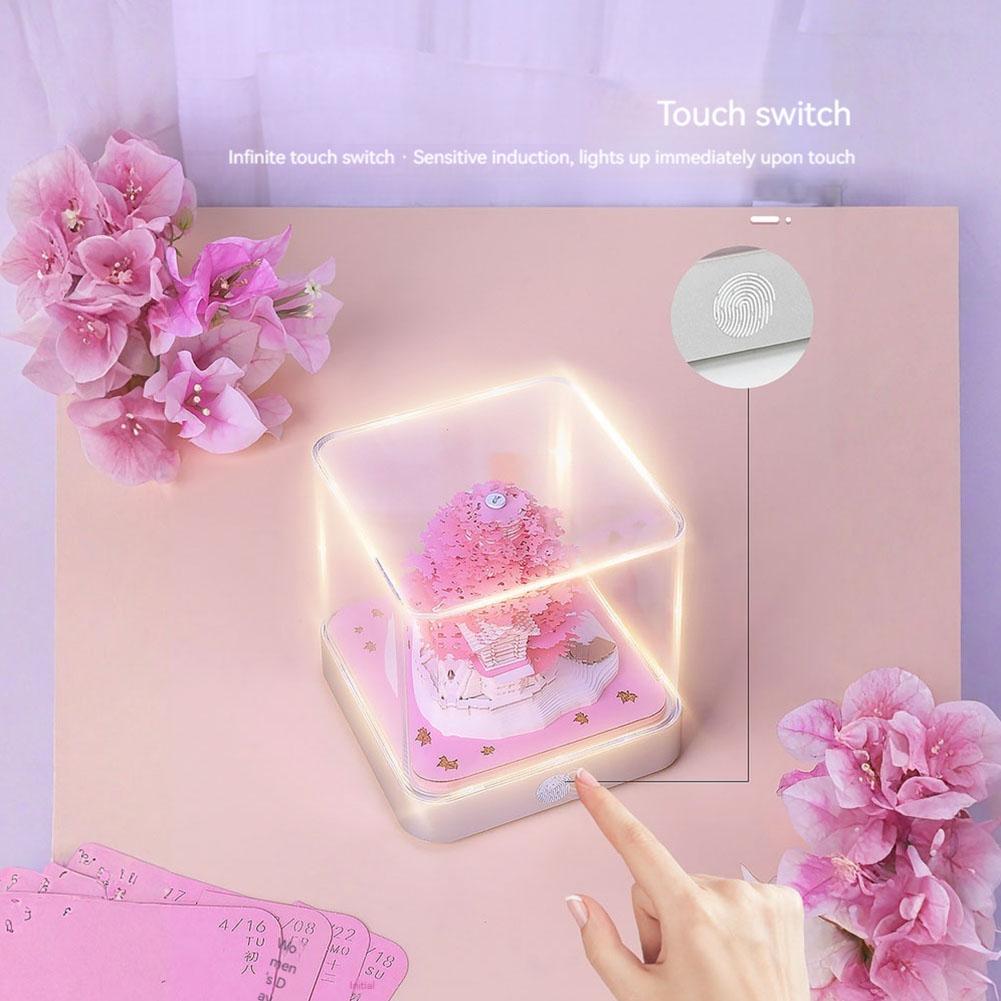 2026 Desk Calendar with Lights Art Calendar Sculpture Paper Carving Art Memo Pad for Christmas Housewarming Desktop Decoration