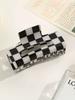 1pc Women's High-Quality Elegant Sweet Versatile Black & White Checkerboard Hollow Square Non-Slip Stylish Black Hair Claw, Hair Clip