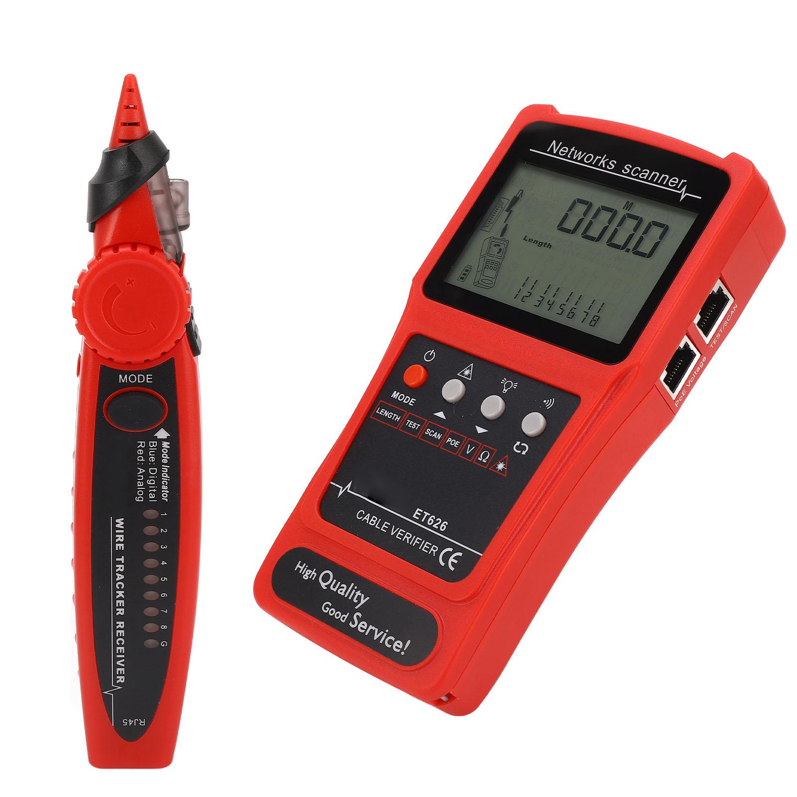 

Network Cable Tester Tracer Kit Multifunctional CAT5 CAT6 Ethernet Wire Locator with Red Light Pen POE Circuit Test