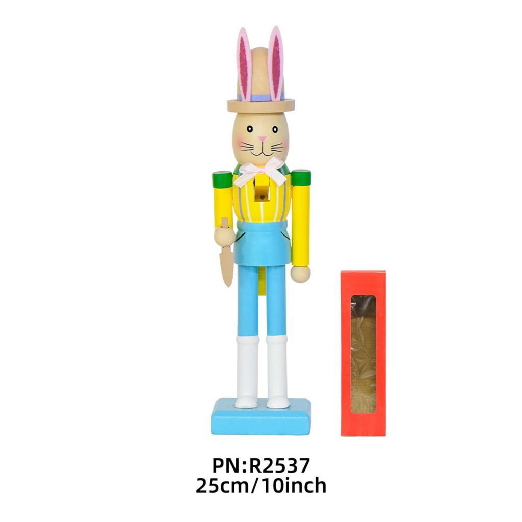 25CM Osterhase Kreativer Nussknacker Soldat Massivholz Dekoratives Geschenk Ornament