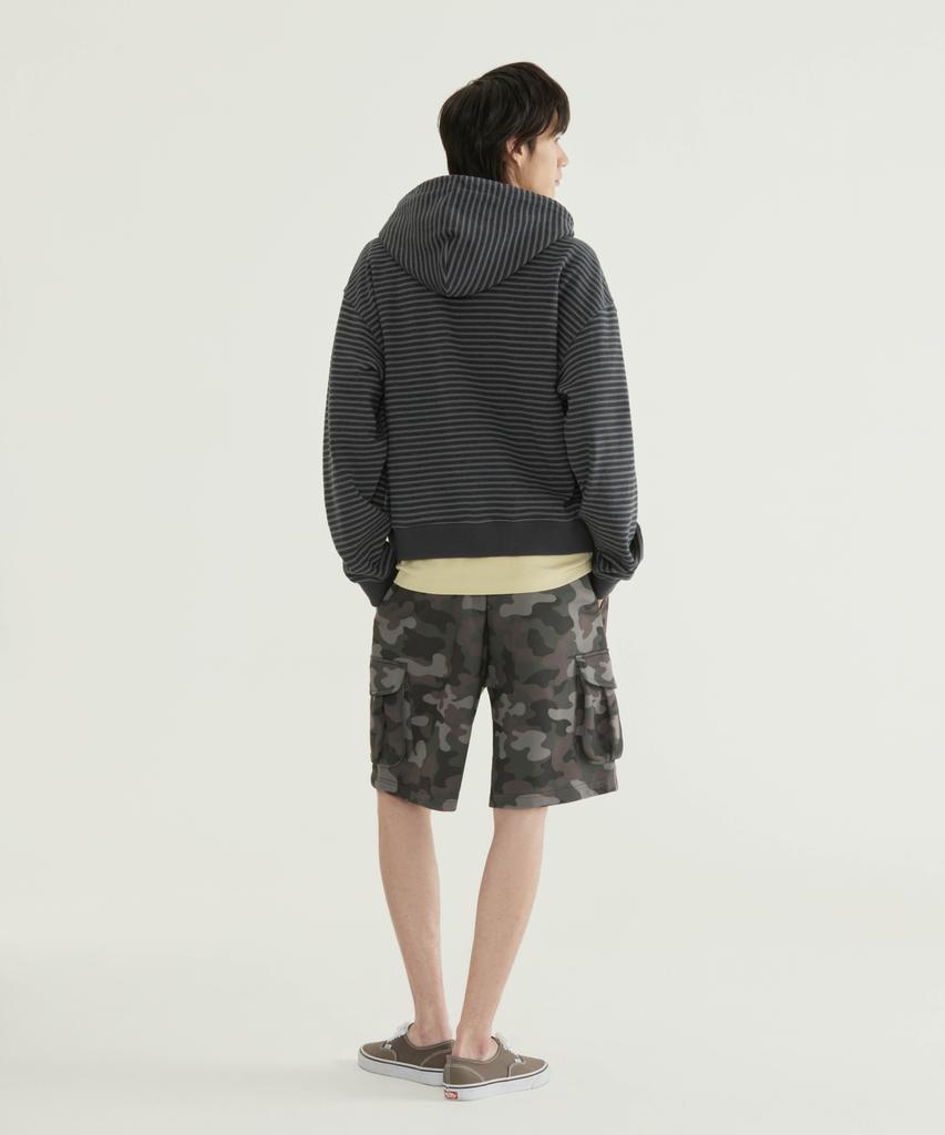 COVERNAT Small Logo Stripe Crop Zip-Up Hoodie Dark Navy