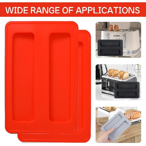 2 Pcs Toaster Cover 2 Slice Silicone,Silicone Toaster Covers 2 Slice Wide Slot,Reble Toasters Covers 2 Slices for Bread Maker,Sandwich Machine Part