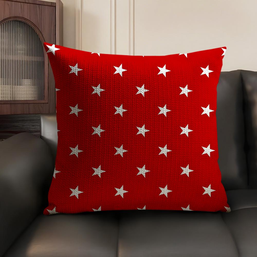 Stars Fashion Cushion Cover Natural Linen Organic Fabric Double-Sided Printing Sofa Home Decor Gift Pillow Case