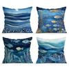 4pcs setblue and white waves Cushions Pillowcase Polyester Cushion Cover Throw Pillow Pillowcover Home Car Sofa Decor