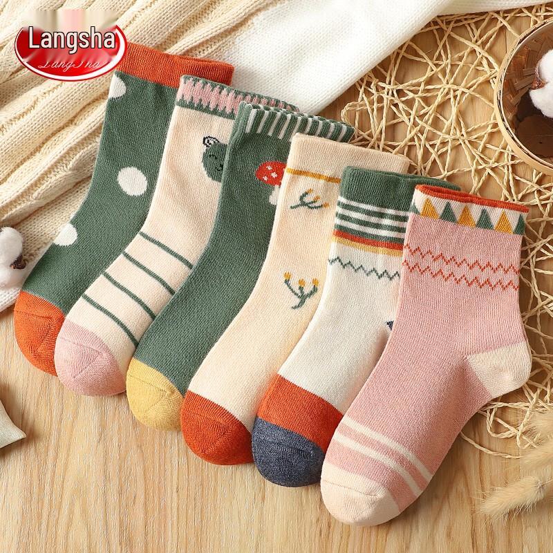 Langsha Girls  Mid-Calf Cotton Socks 20-22