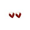 Vintage Red Enamel Love Heart Hoop Earrings For Women 2026 Elegant Dripping Oil Temperament Earrings Wedding Jewelry Gifts
