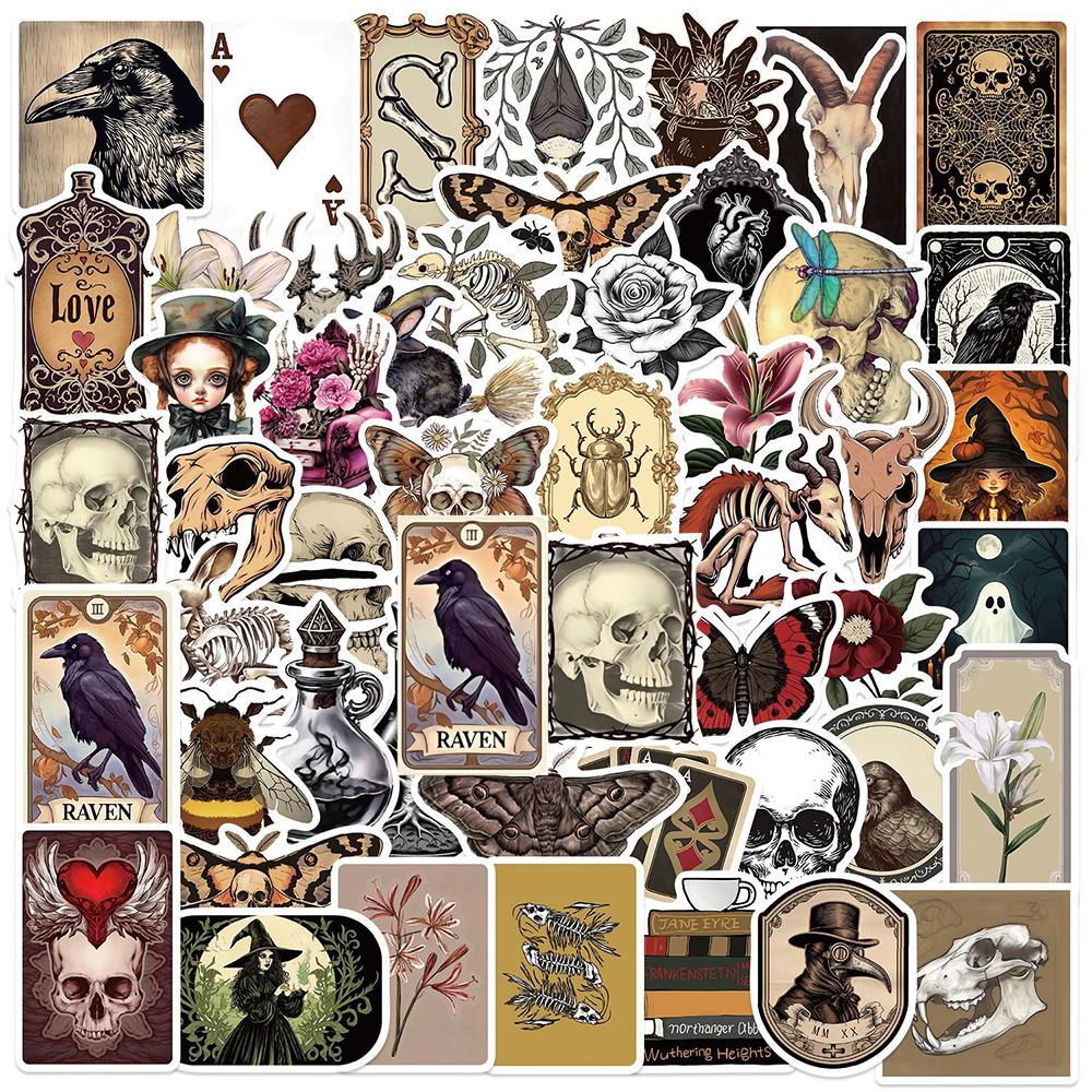 10/30/50pcs Retro Style Skull Cartoon Graffiti Stickers Gothic Waterproof DIY Laptop Luggage Scrapbook Cool DecoratiON Sticker