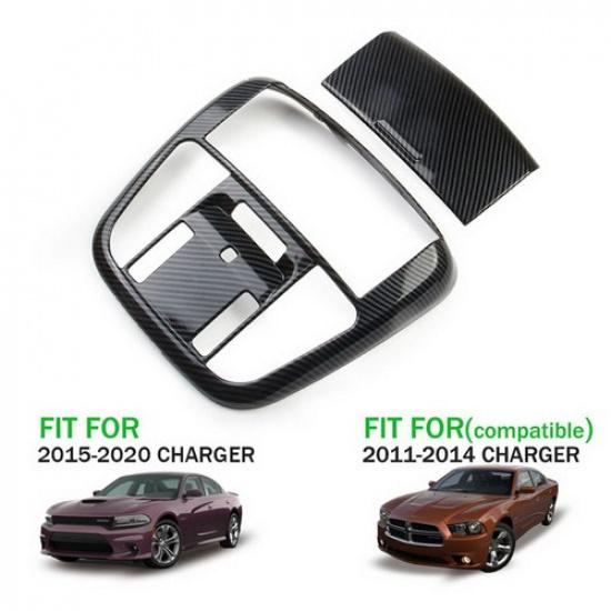 Carbon Fiber Roof Reading Light Lamp Cover Trim Kit For Dodge Charger 2011-