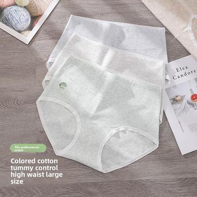 Female Spring and Autumn Pure Cotton 10A Anti  Bacterial High Waist Abdominal Extension Crotch No Trace Briefs