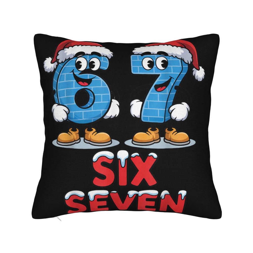 67 Six Seven 6-7 Funny Italian Brainrot Meme Pillow Cover  Soft Cushion Cover Cute Funny Pillow Case For Sofa Bedroom Home Decor