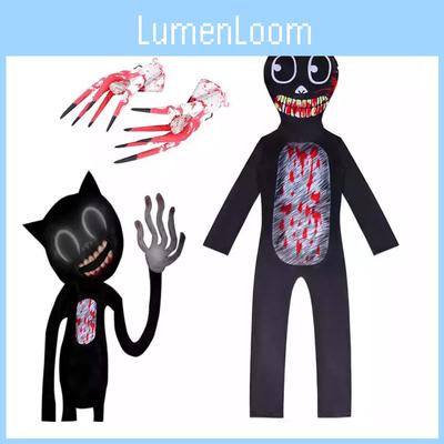 Siren Head Kid Black Cat Jumpsuit Cosplay Costume Bodysuit Halloween Party
