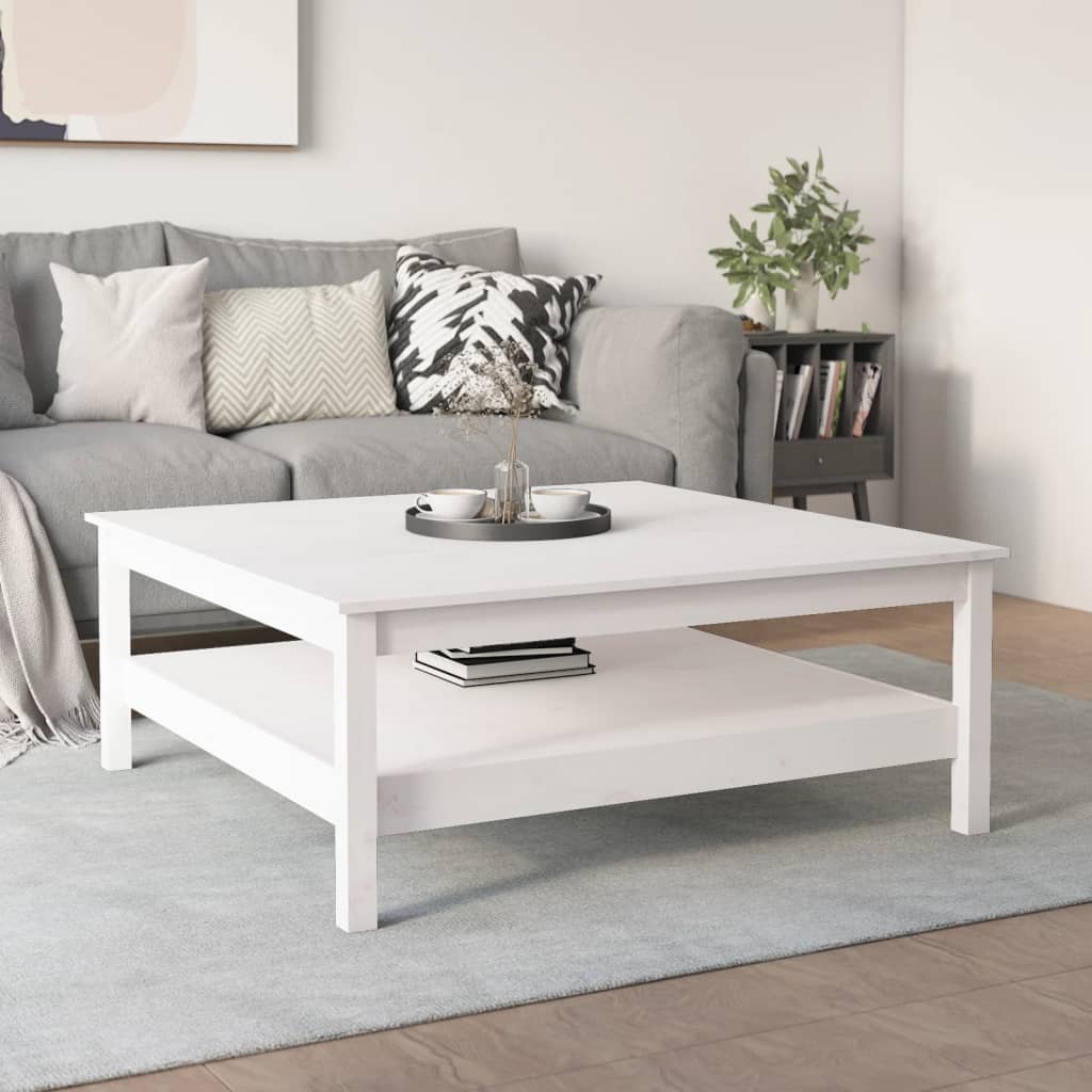 Vidaxl Stolik Kawowy, Biały, 100X100X40 Cm, Lite Drewno Sosnowe