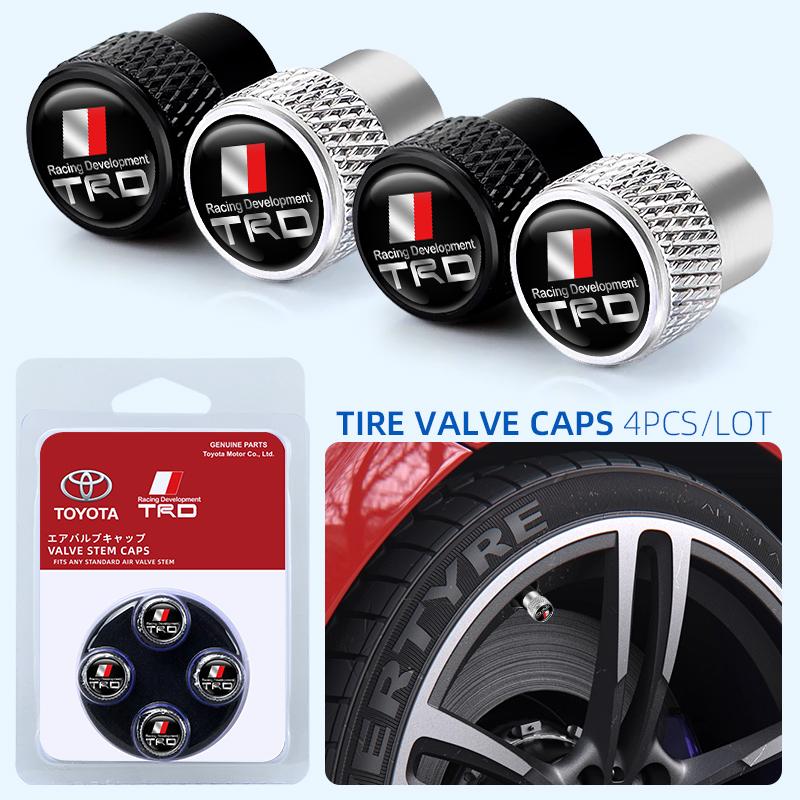 AACS1 4pcs/Box Car Tire Valve Caps Wheel Tyre Rim Stem Covers For Toyota TRD Camry Yaris Hilux Prius Avensis Auris Corolla