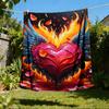 1pc Flaming Rose Wings Outdoor Flannel Blanket Soft All Season Polyester Throw , Perfect for Picnics & Travel , Picnic Accessory
