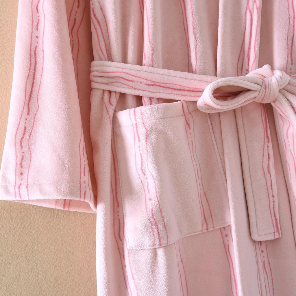 Sea Island Women's Plus Size Fleece Robe: Velvet Thickened, Long Sleeve, Warm Pajamas for Spring, Autumn, Winter