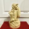 Wood Carved Buddha Statue Hotei Cypress Wooden High Quality Wood Money Luck Ornament Ornament, Carving, (Size 16cm)