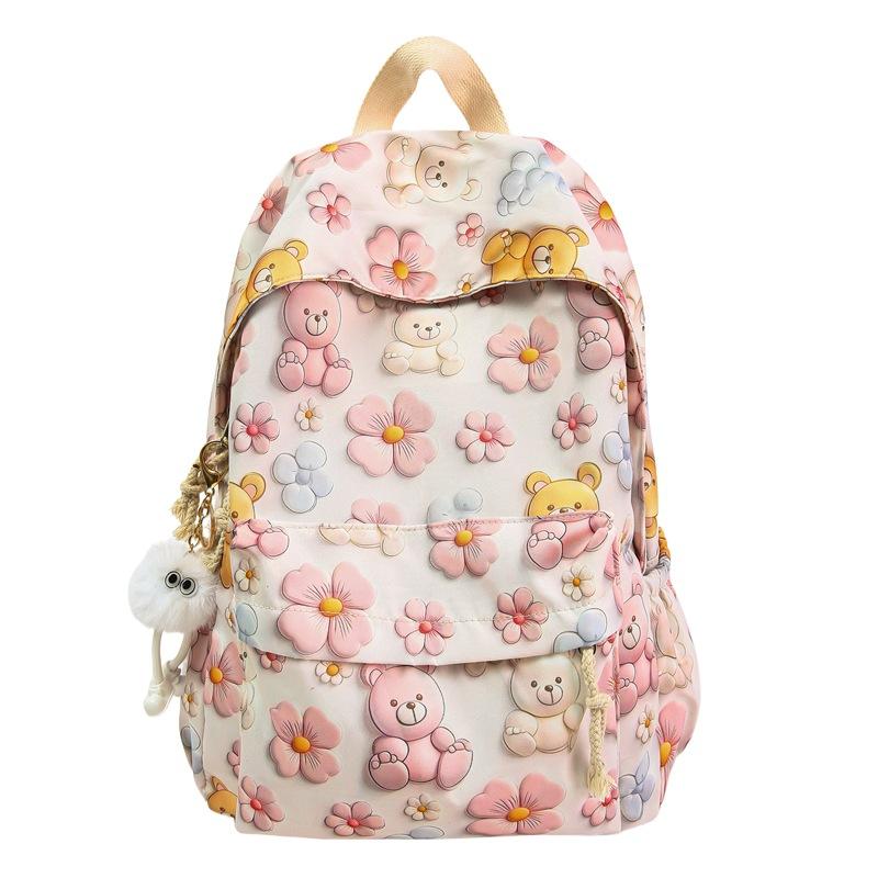 Zaino Scolastico Grande Capacità Zaino Scolastico per Studenti 1011 Nuovo Zaino Stampato con Orso Tridimensionale Cartone Animato Zaino Carino per Studenti delle Scuole Medie