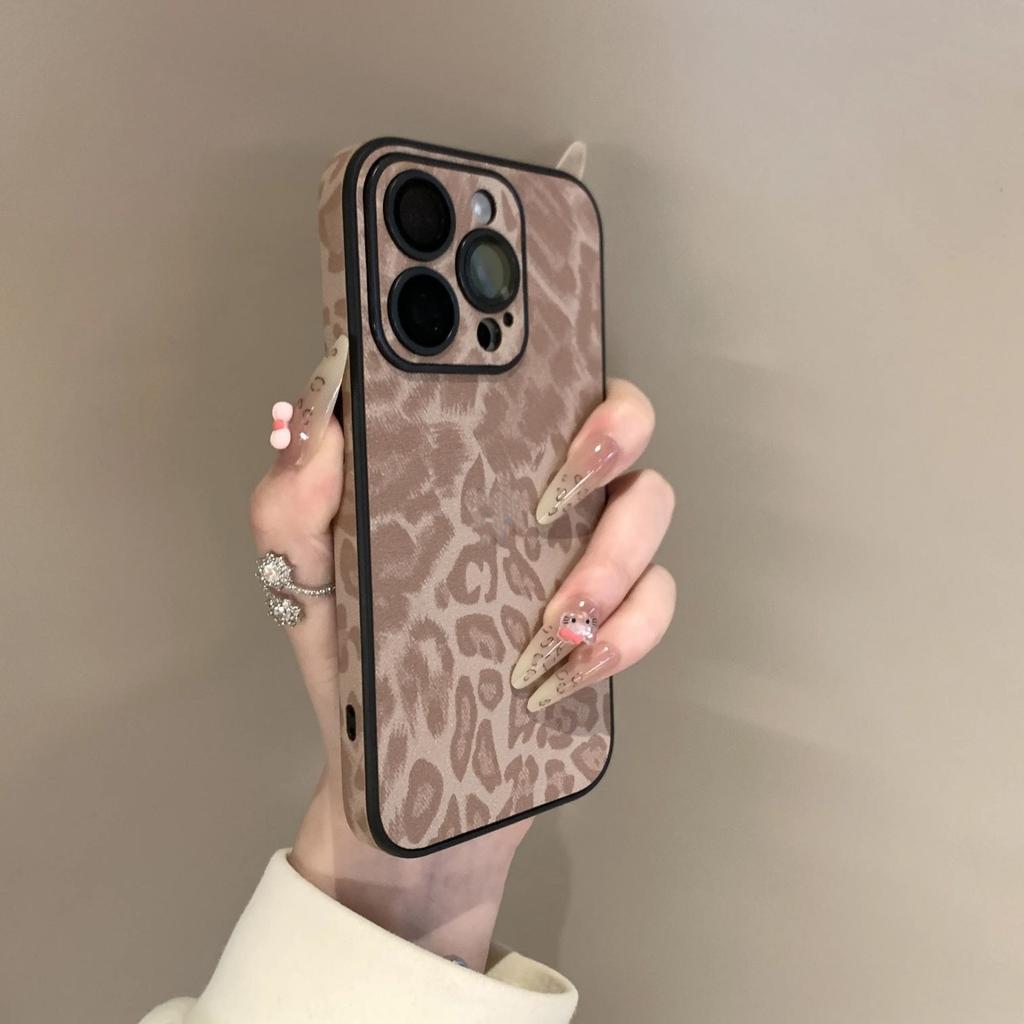 Leopard Print Leather Pattern Mobile Phone Case Suitable for IPhone 16 Protective Case 15promax Apple 15 with Lens Film