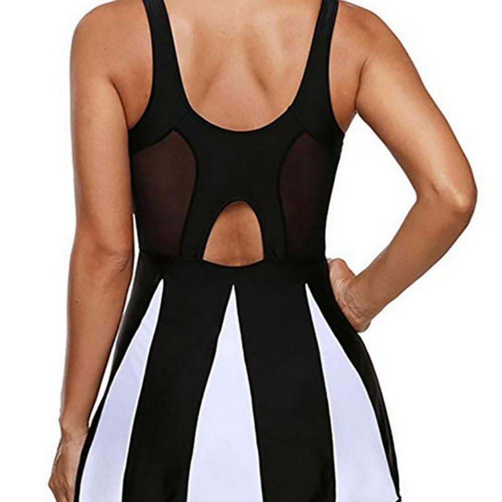 Bikini One-piece Swimsuit Women's Sexy Mesh Plain Splicing Boxers Conservative Skirt Swimsuit