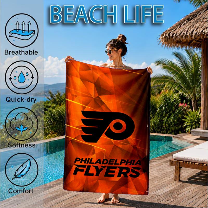 Flyers Hockey Logo Art Beach Towel, Super Soft Microfiber, Perfect Gift for Her/Him, Birthday, for Pool, Beach, Travel, Decor Beach Party