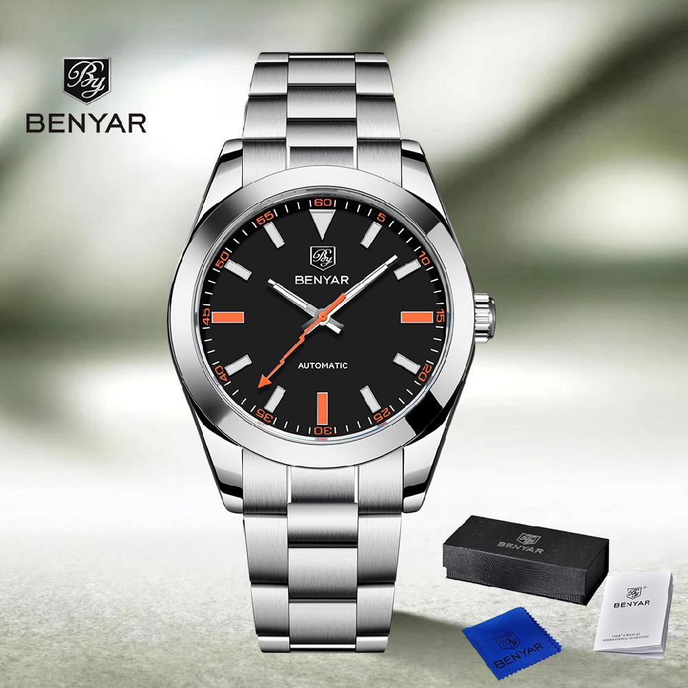 New BENYAR DESIGN Brand Fashion Watches For Men Sapphire Mirror Mechanical Men's Watches Waterproof Stainless Steel Watch