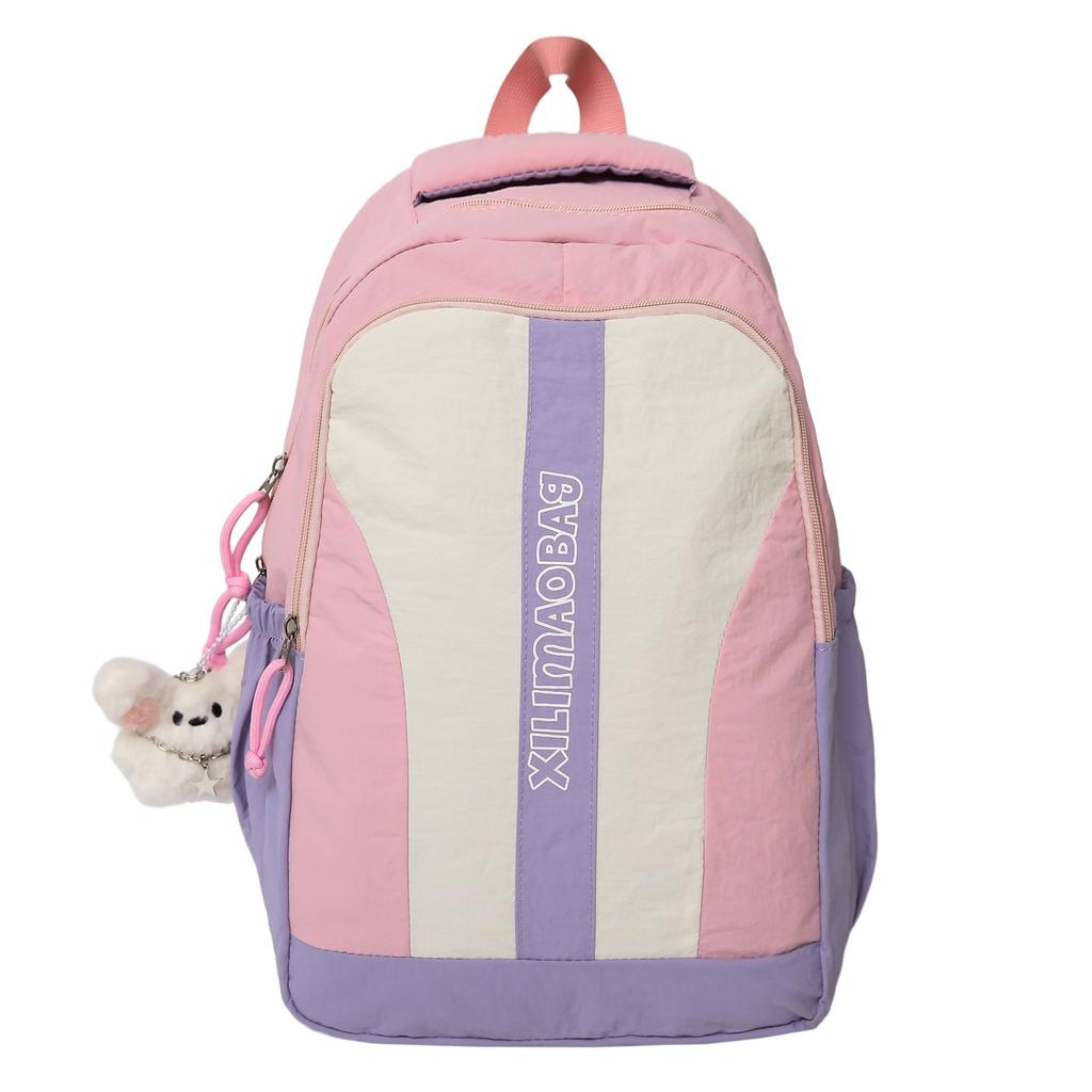 Schoolbag Korean version of dopamine contrasting color backpack female versatile college student schoolbag high value cute pain bag junior high school