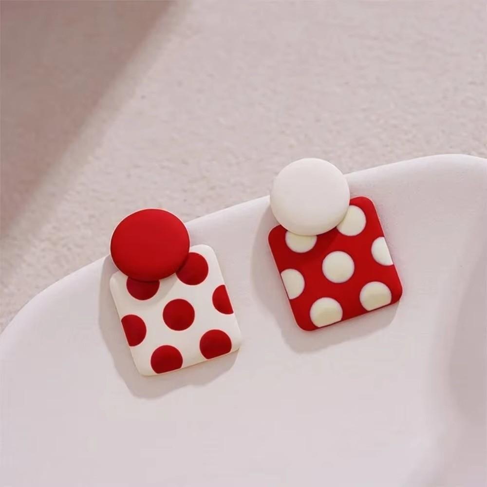Temperament Polka Dot Earrings Flower Jewelry Gift French Style Round Stud Earrings Lady