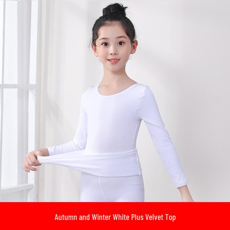 Autumn Winter Fleece-Lined Kids' Dancewear Invisible Girls High-Stretch Performance Outfits