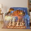Lustige Grizzy und die Lemminge Cartoon Flanelldecke Weiche Warme Überwurfdecke für Bett Schlafzimmer Zimmer Wohnzimmer Reise Picknick Kind