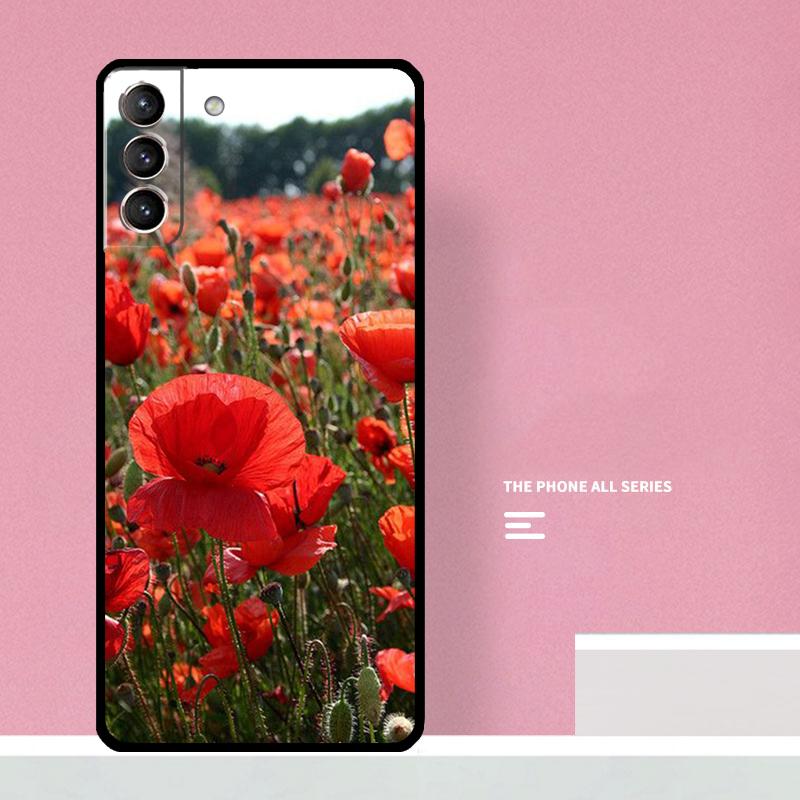 Poppy Flower Bloom Phone Case For Samsung Galaxy S25 S26 Ultra S20 S21 S22 S23 S24 S10 Plus S25 FE Cover Coque