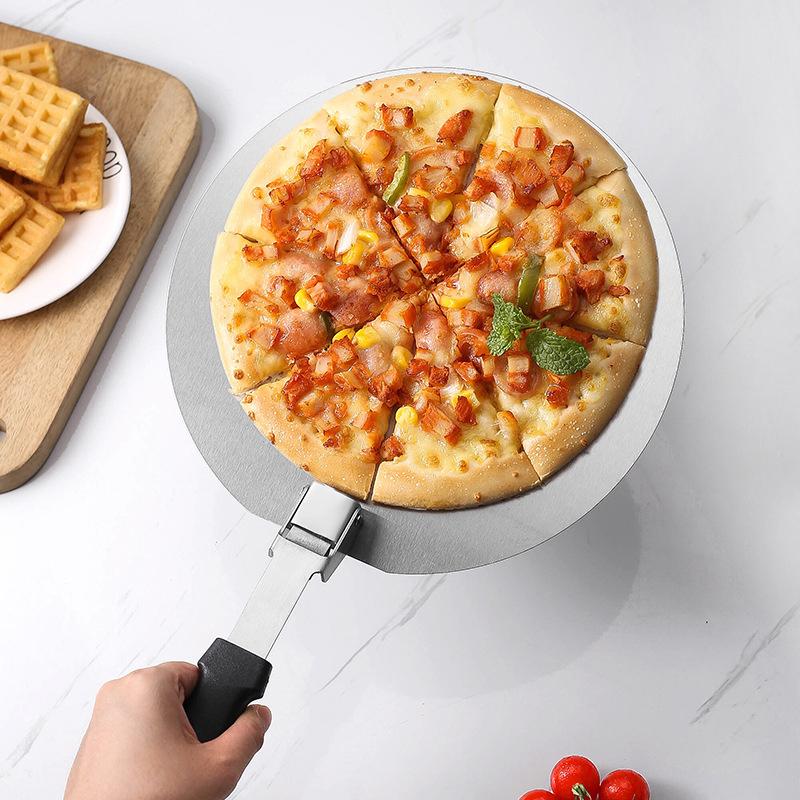 Pizza Shovel Spatula Plastic Handle Foldable Round Stainless Steel Cake Tools Accessories Non-Stick Pastry Paddle Kitchen Baking