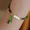Trend Green Jade Bamboo Joint Bracelet for Women Men Romantic Lily of the Valley Pendant Chain Party Gift Fashion Jewelry