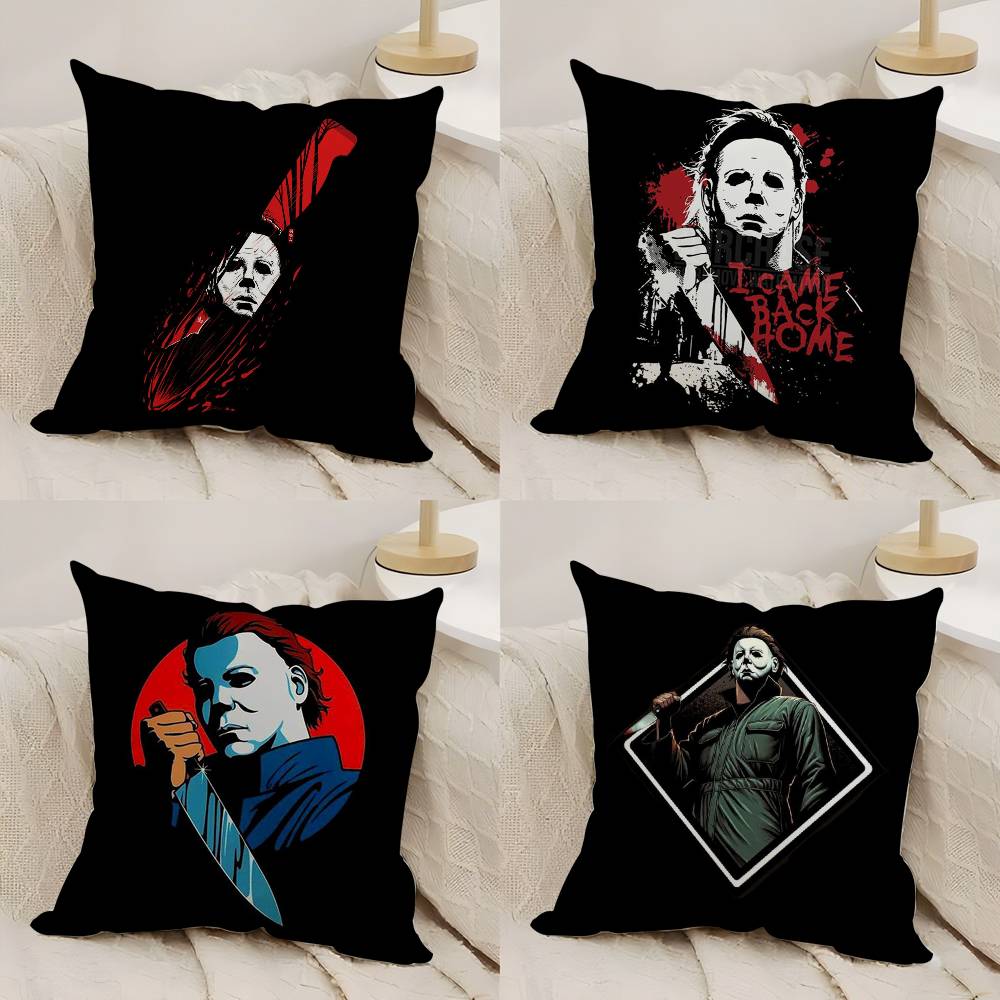 M-Michael-Myers Horror Halloween Pillow Case Plush Fabric Soft Double Sided Print Home Sofa High Quality Cushion Cover Throw