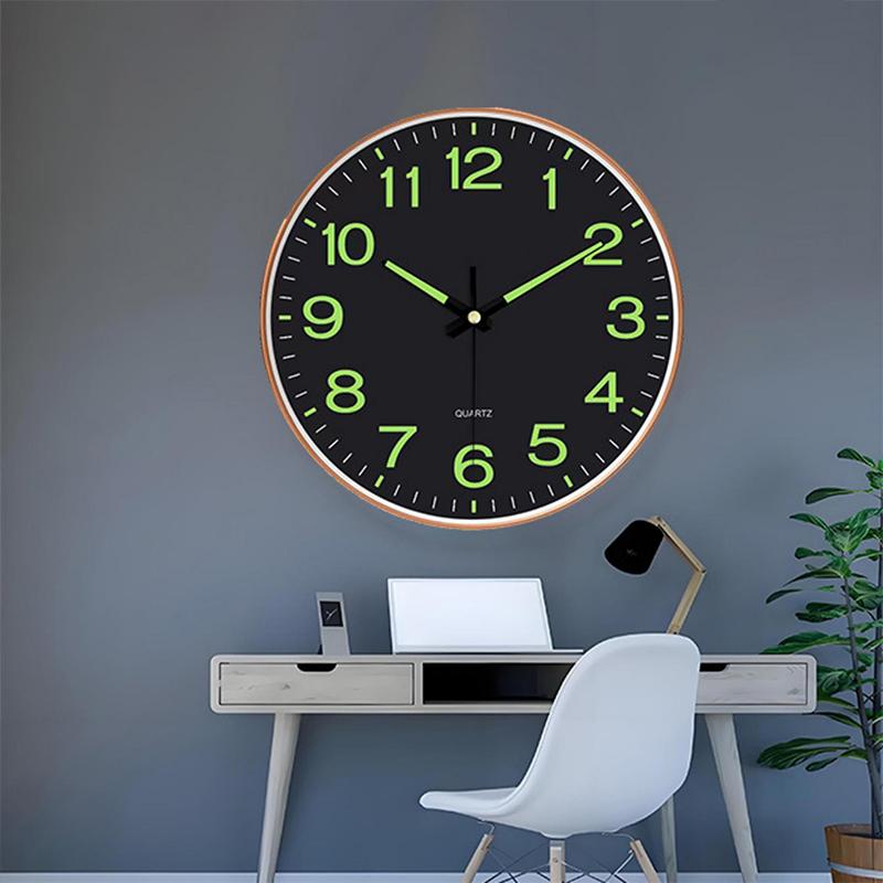 1 Pcs Luminous Wall Clock Light In Dark Night Digital Quartz Movement Bedrooms Living Room Study Loudspeaker Mute Clock For Home