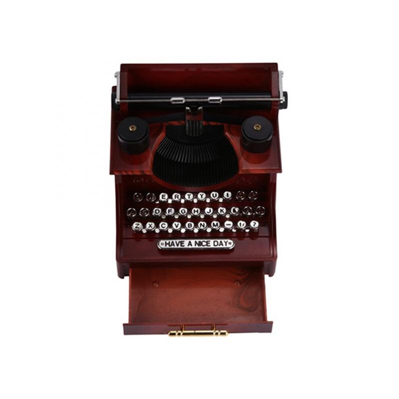 2X Haus Retro Vintage Schreib Maschine Spiel Uhr für Haus Zimmer Büro Mechanische Dekoration Kinder Retro Spiel Uhr