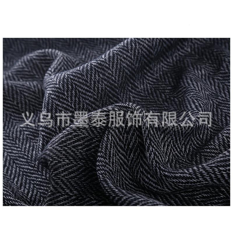 Women Faux Cashmere Tassel Shawl Black Gray Solid Winter Autumn Scarf