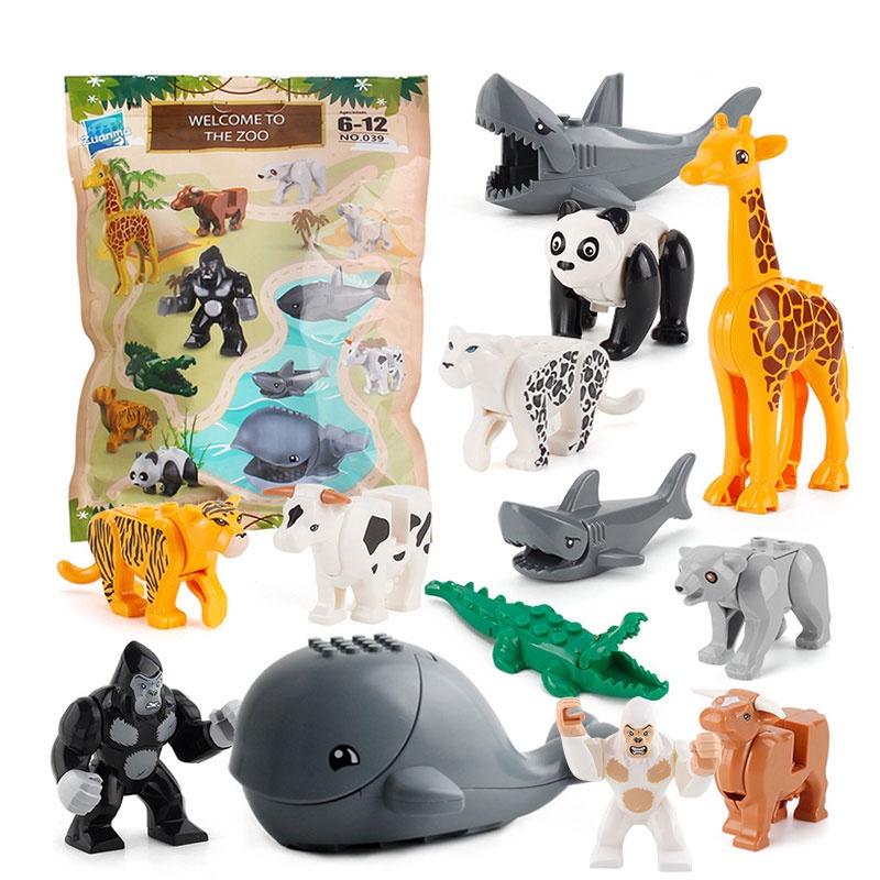 Mini Assembly Building Blocks Model Crocodile Shark Orangutan Decoration Blocks For Children Plastic Material