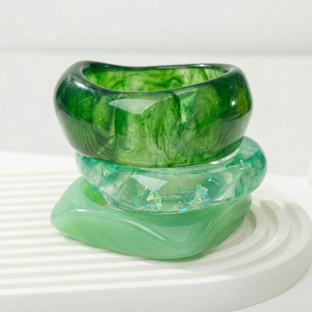 Translucent Resin Bangles Gradient Chunky Cuffs Statement Bangles Acrylic Bracelets  Y2K Lovers зелёный