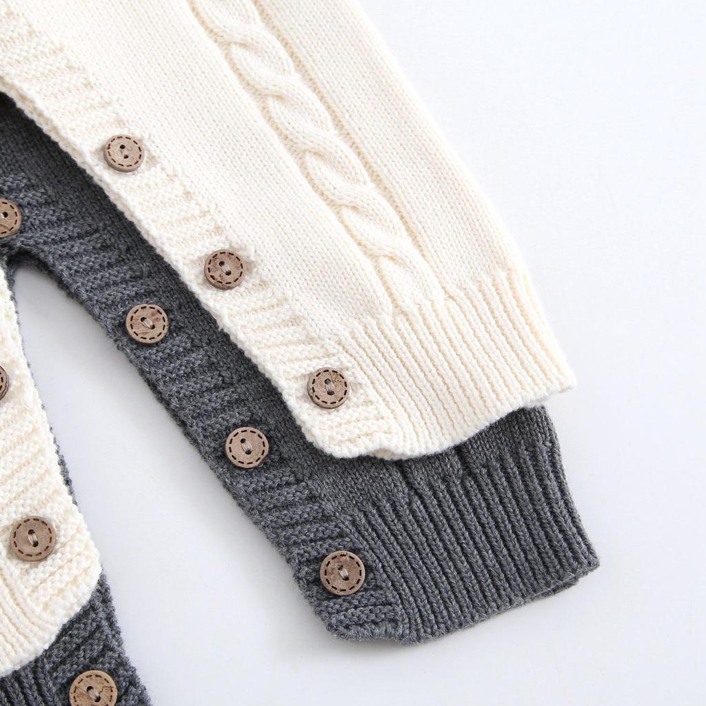 Unisex bawełniane śpioszki z dzianiny z misiem dla noworodka na wiosnę i jesień - Super uroczy design