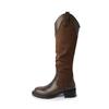Become a leg in seconds~ American retro thick heel round head western cowboy boots female knight boots but knee v-port high boots