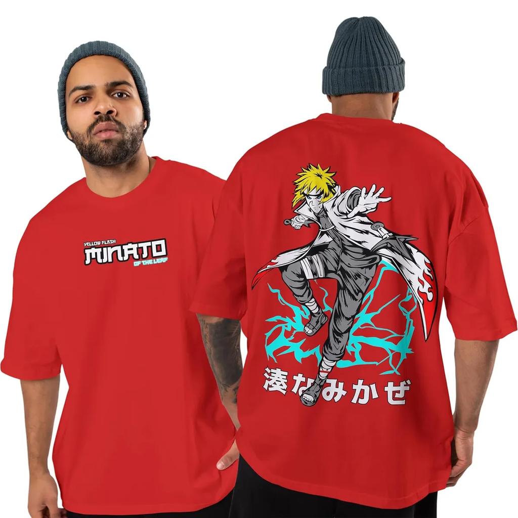 Naruto Minato Namikaze TShirt Men Anime Flash Rasengan Graphic Tee Japanese Manga Streetwear Short Sleeve Oversized Top
