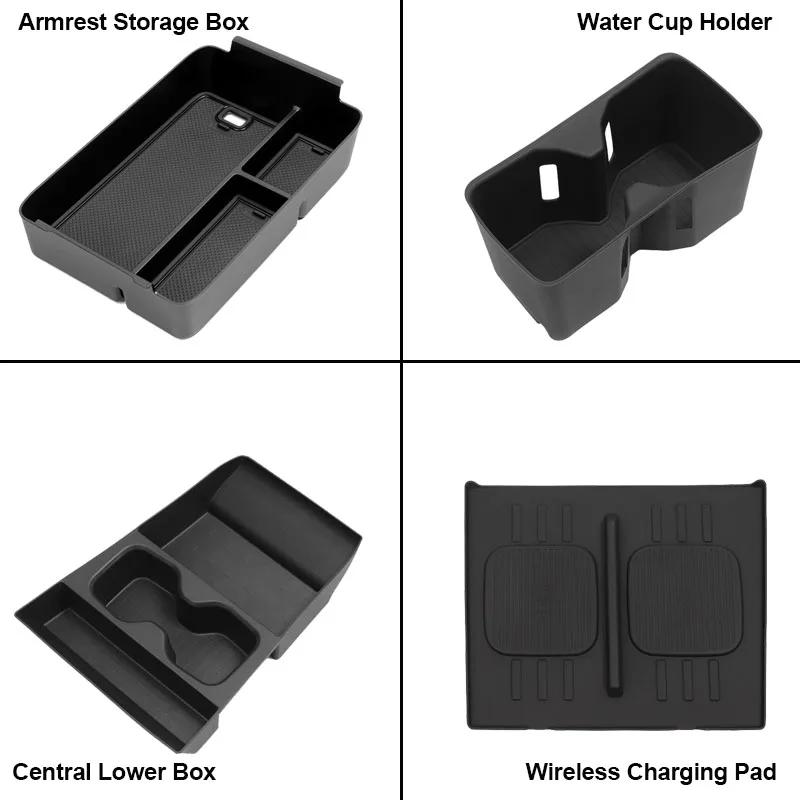 Armrest Storage Box Cup Holder for Hyundai Santa Fe 2025 2025 Anti Dirt Pad Organizer Tidying Black Car Interior Accessories